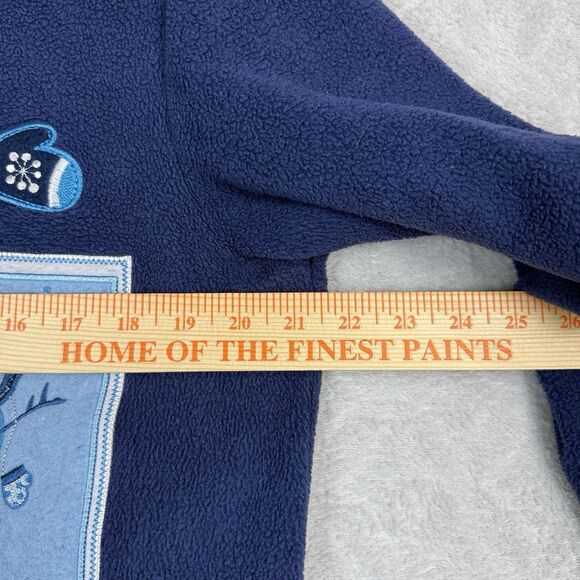 Vtg Holiday Fleece Jacket Women L Blue Snowman Christmas Festive Grandmacore 90s - Picture 8 of 12